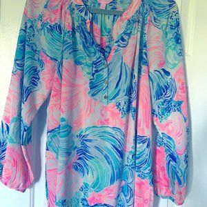 Lilly Pulitzer Elsa Silk Top - Multi Beach Please